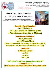orario messe luglio agosto 2021