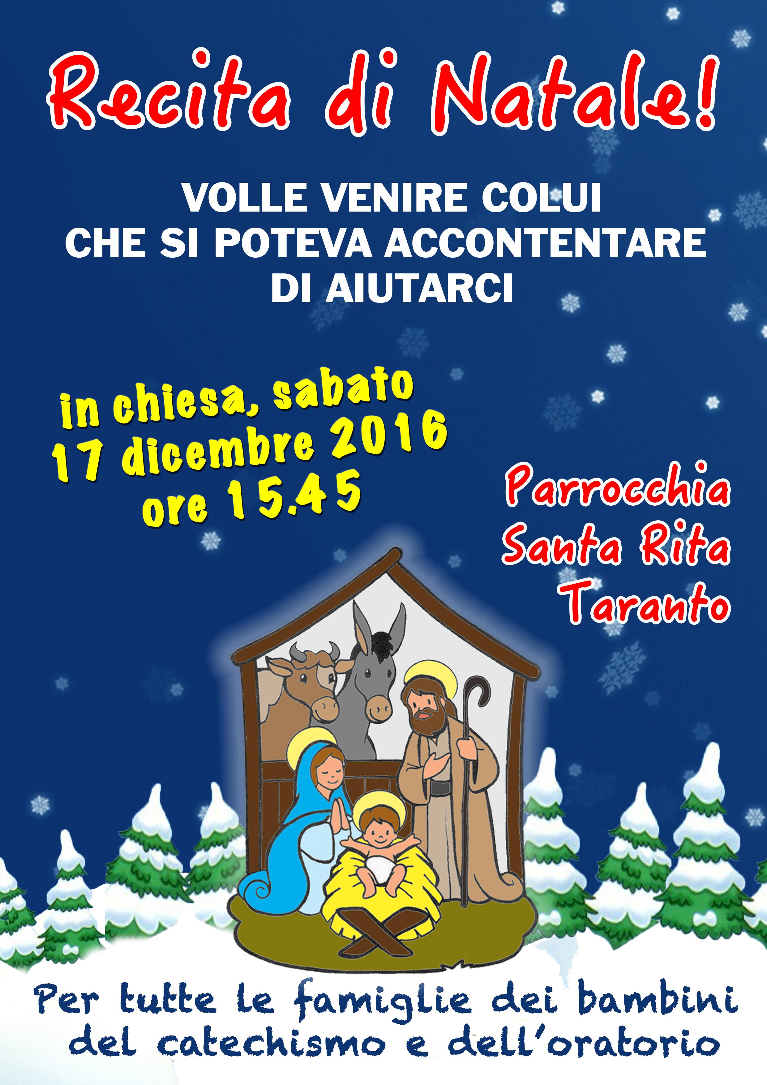 Recita Di Natale.17 Dicembre 2016 Recita Di Natale Parrocchia Di Santa Rita Taranto
